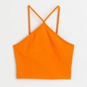 NEW - H&M Orange Halter Crop Top - Medium